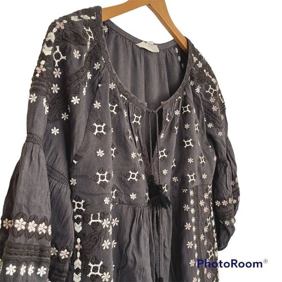 Odd Molly Mini Dress, Grey with Embroidery. - Picture 3 of 5